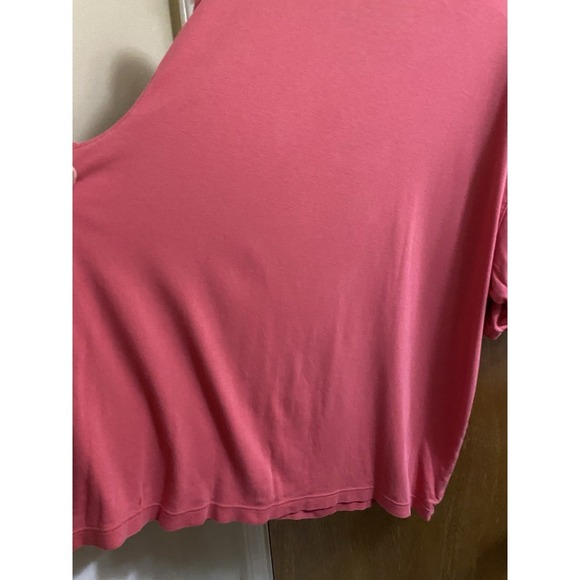 CLAIBORNE Cotton 1/4 Zip Neck Short Sleeve Polo Shirt XLT Pink Blue Fold Trim - Picture 9 of 11